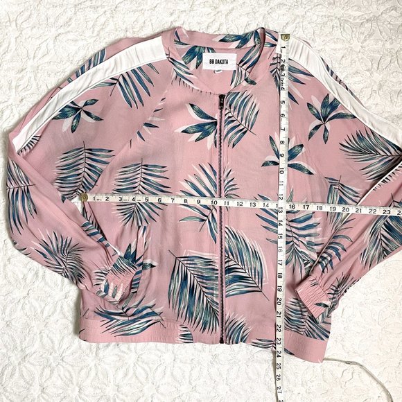 BB Dakota tropical bomber jacket L – retro palm print baseball style - Picture 6 of 8